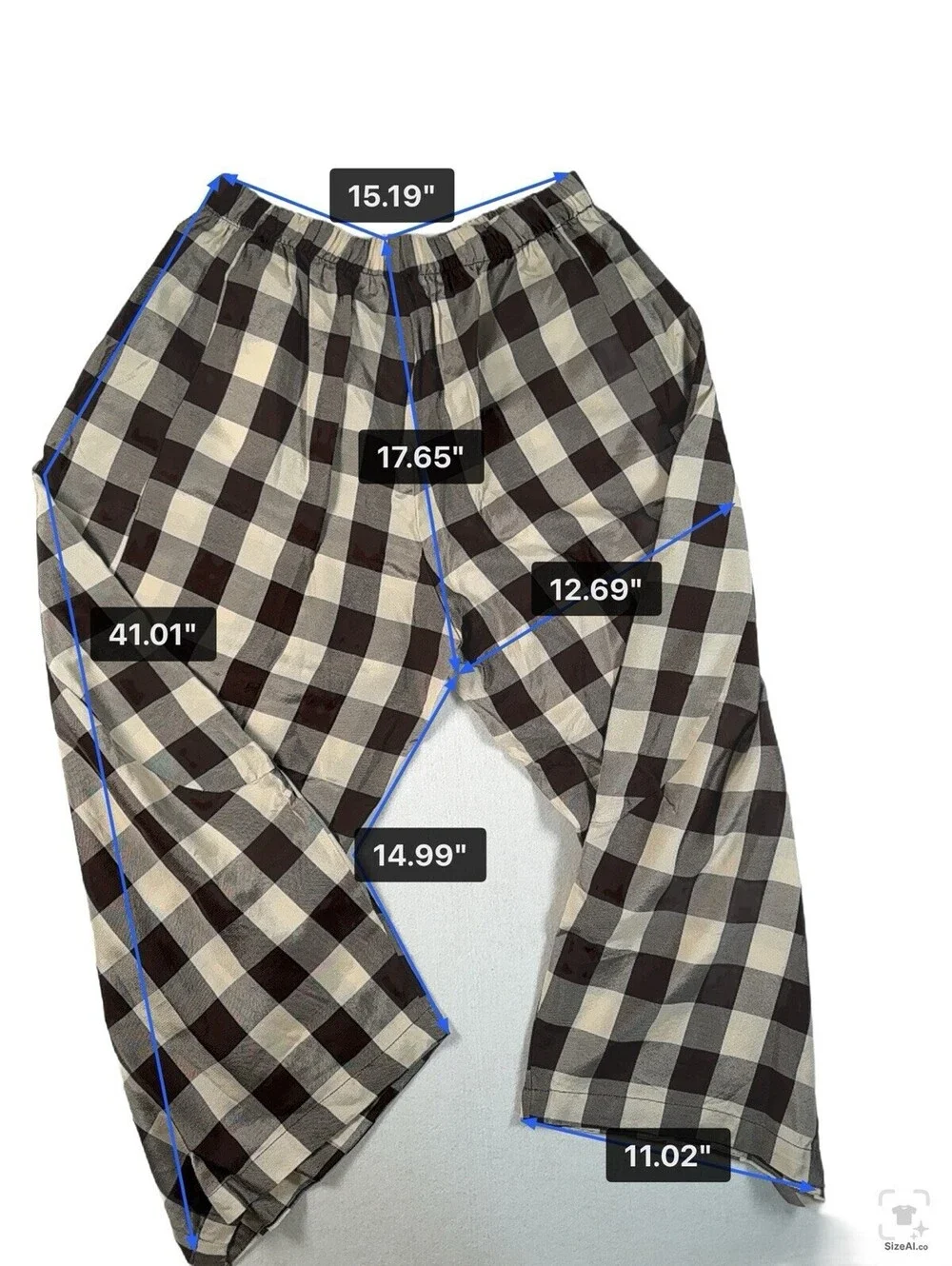 ZW Collection Gingham / Plaid Brown Flowy Pants from Zara Size XL New With Tags